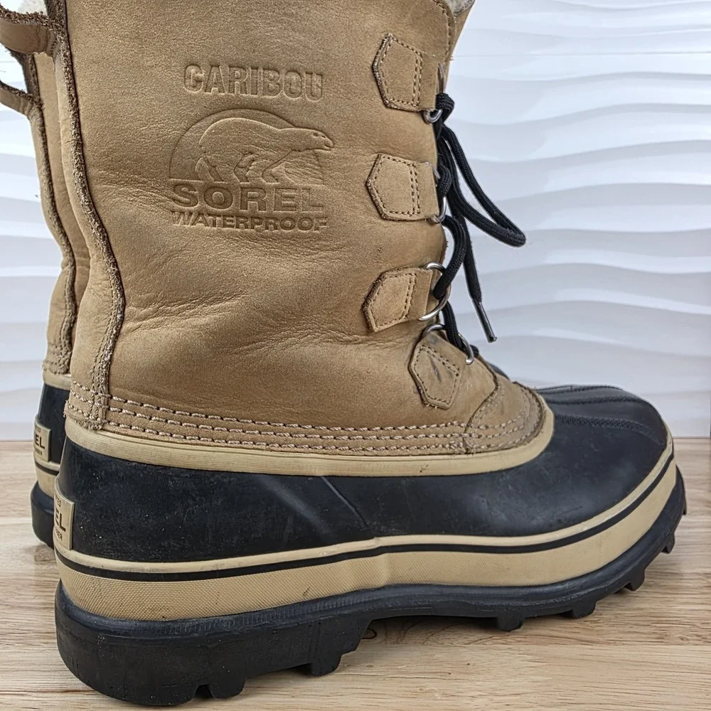 Sorel Caribou Boots Mens Size 10 Buff Tan Waterproof Insulated Winter NM1000-281